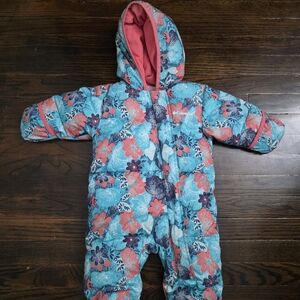 Columbia Blue and Pink Floral Baby Snowsuit